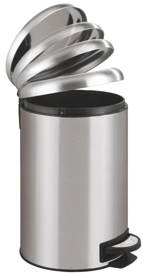 Pedálový odpadkový kôš v striebornej farbe Wenko Leman, 12 l