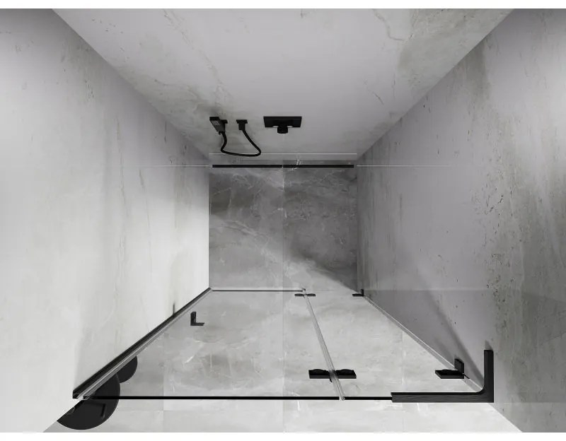 Mexen, Mexen Lunar L Otočné pravé sprchové dvere 125 cm, priehľadné, pištoľovo šedé kartáčované - 834L-125-000-66-00-P