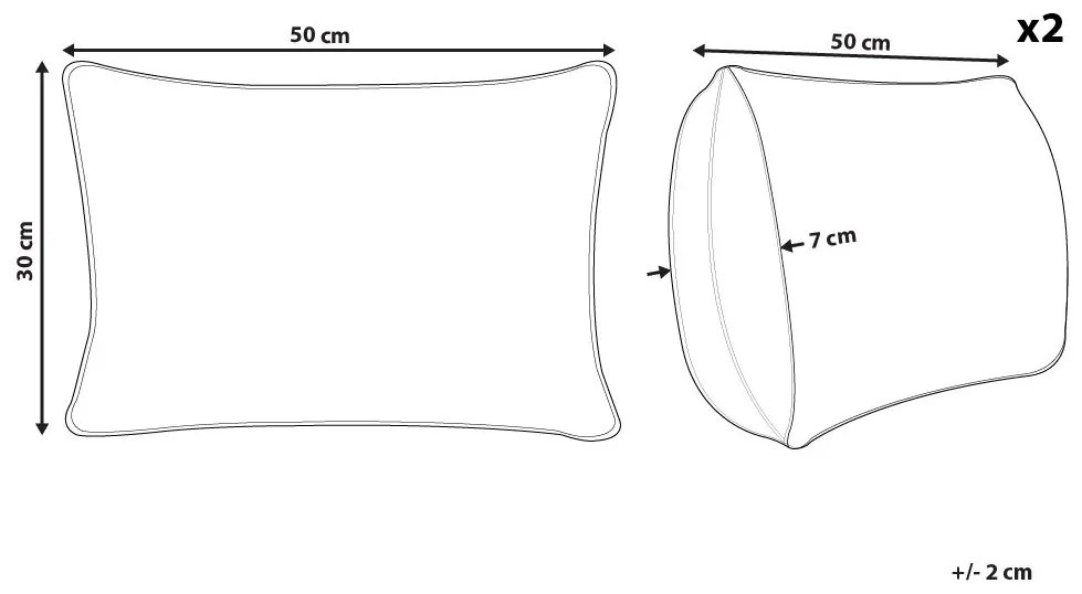 Sada 2 vankúšov s geometrickým vzorom 30 x 50 cm béžová / čierna PULMONARIA Beliani