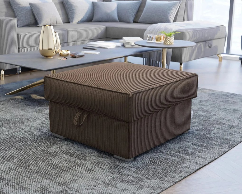 Tmavohnedý taburet SMART COSARO s úložným priestorom 65x65 cm