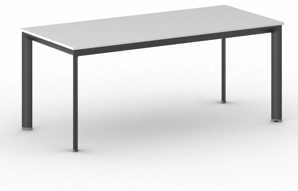 Kancelársky stôl PRIMO INVITATION, čierna podnož, 1800 x 800 mm, biela
