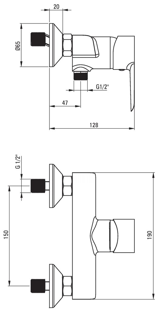 Deante Corio, nástenná sprchová batéria s ECO perlátorom 4,5l/min, chrómová, BFCE040M