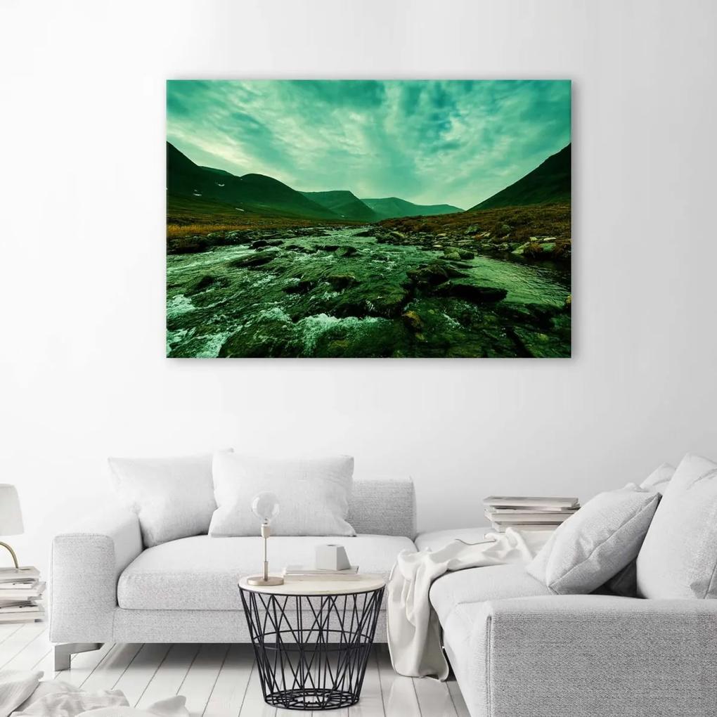 Obraz na plátně Horský potok Krajina Zelená - 120x80 cm