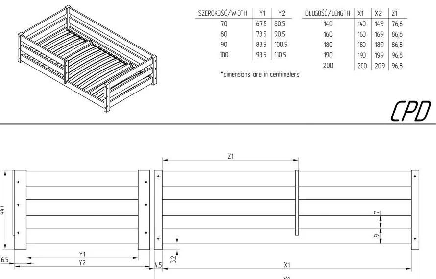 Detská posteľ z borovicového dreva s úložným priestorom v prírodnej farbe 90x160 cm Mila CPD – Adeko
