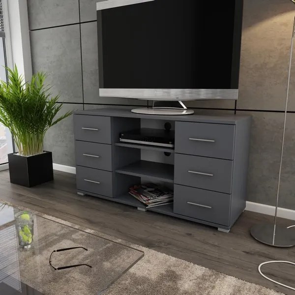 Vysoký TV stolík Oskar TV, grafitový, výška 65 cm