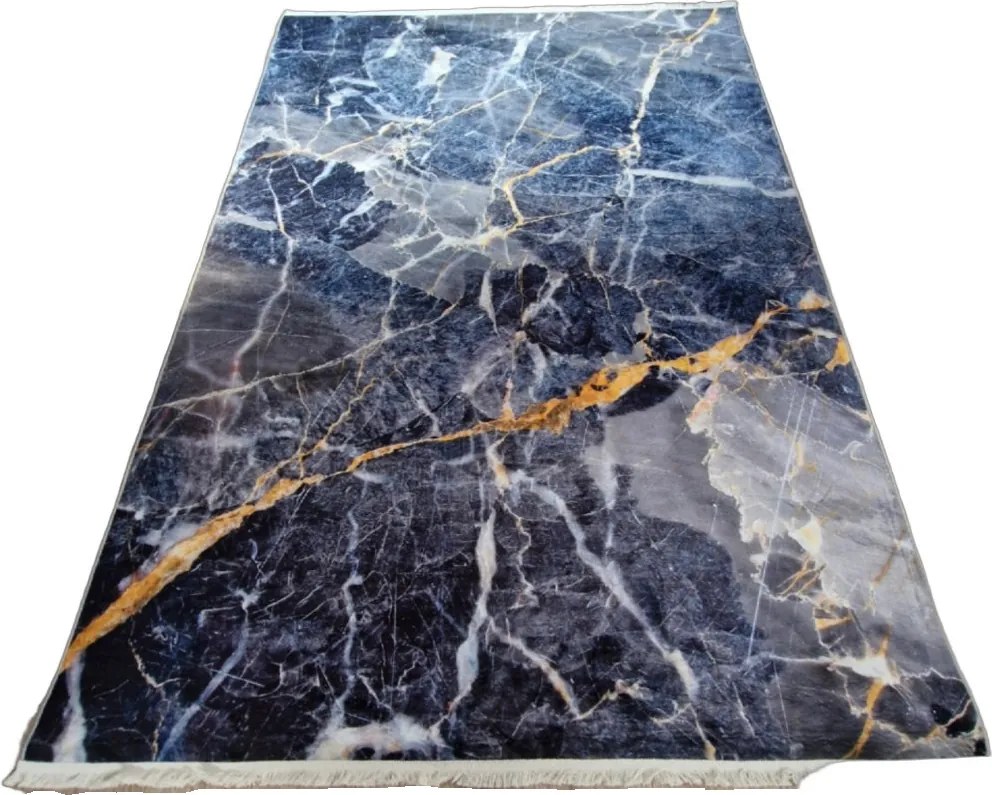 Modro-sivý koberec s nízkym vlasom VELVET M281 – moderný dizajn Rozmer: 120x160 cm