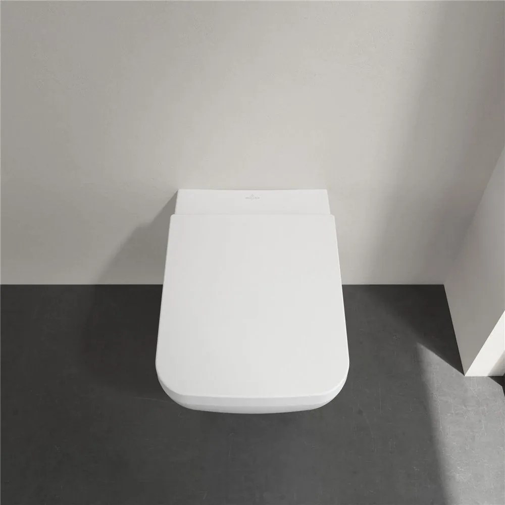 VILLEROY &amp; BOCH Venticello závesné WC s hlbokým splachovaním bez vnútorného okraja, 375 x 560 mm, Stone White, s povrchom CeramicPlus, 4611R0RW