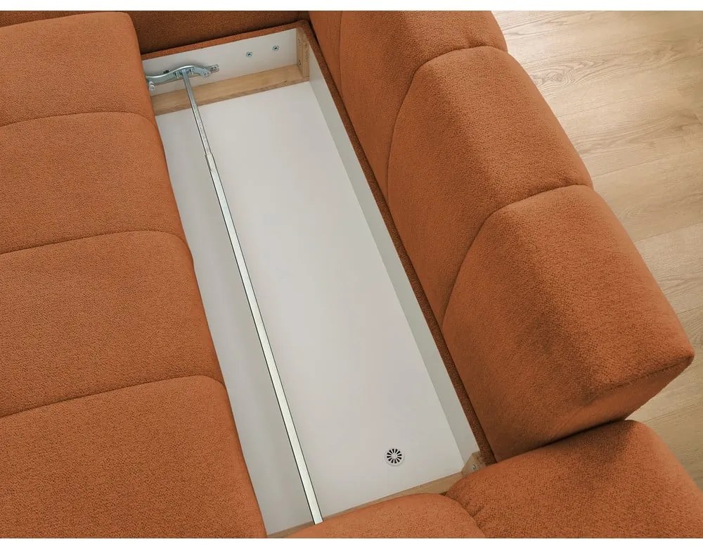 Terakotová ženilková rozkladacia/s úložným priestorom rohová pohovka (ľavý roh/s leňoškou) Everest – Bobochic Paris