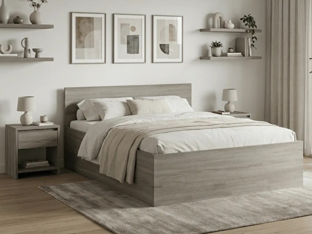 Posteľ SOFIA 180 x 200 cm, dub hľuzovka Rošt: S lamelovým roštom, Matrac: Matrac DELUXE 10 cm