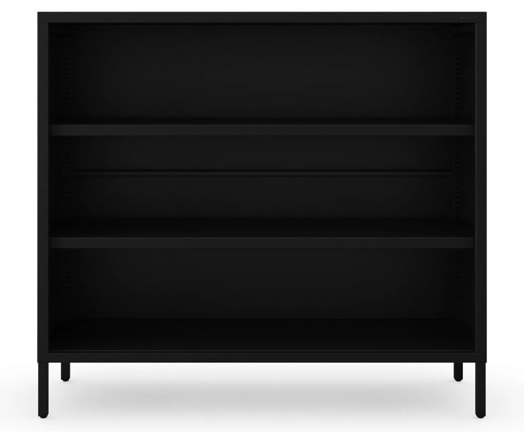 Čierny kovový regál s policami LUCA Modern 1000 x 900 x 350 mm