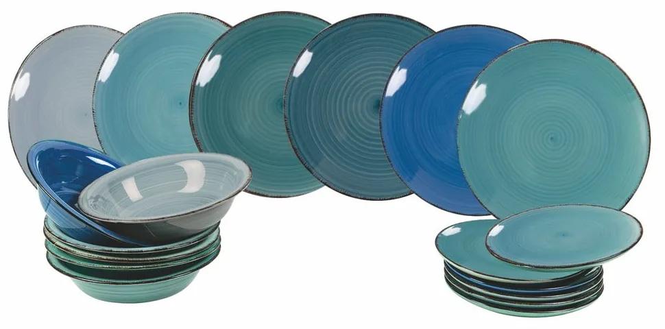 18-dielna súprava modrých kameninových tanierov Villa d'Este Ocean