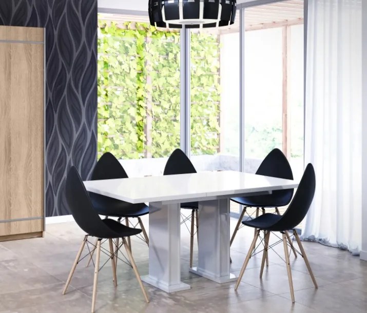 Rozkladací jedálenský stôl Gloss, biely lesk