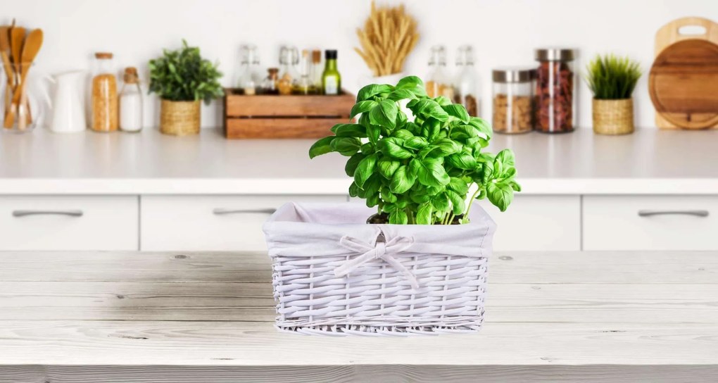 Prútený košík 30 x 20 x 15 cm - biely