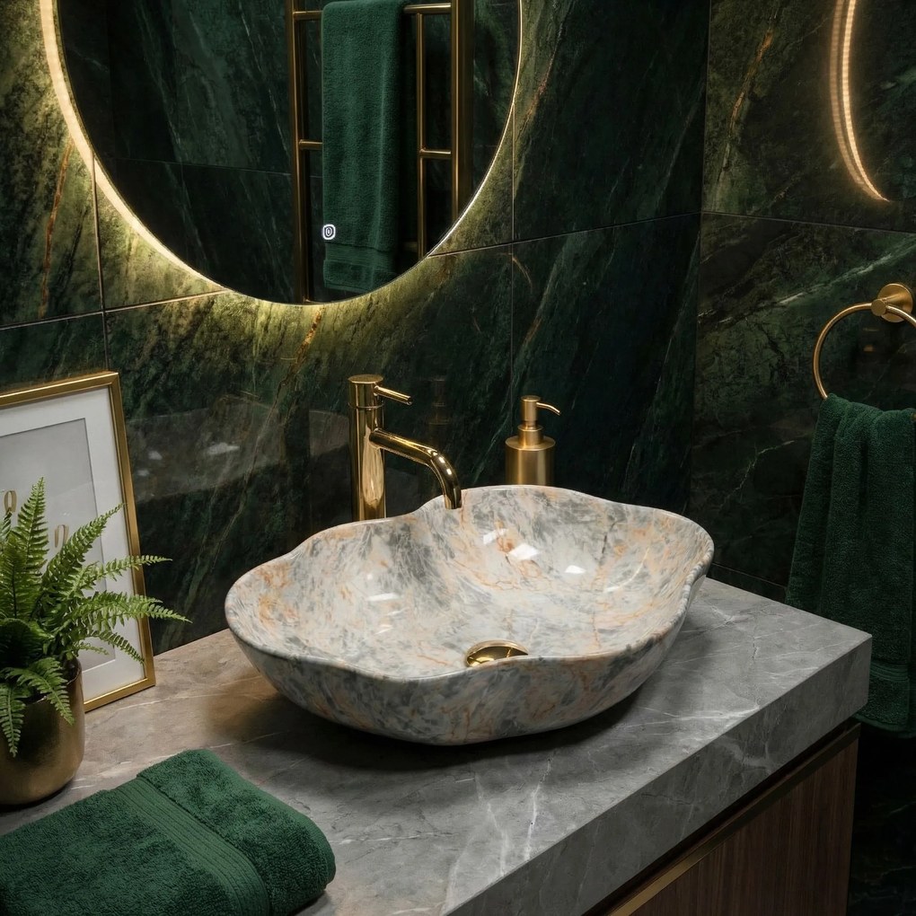 Rea Pearl Ruststone, umývadlo na dosku 505x380x135 mm, imitácia kameňa, REA-U0620