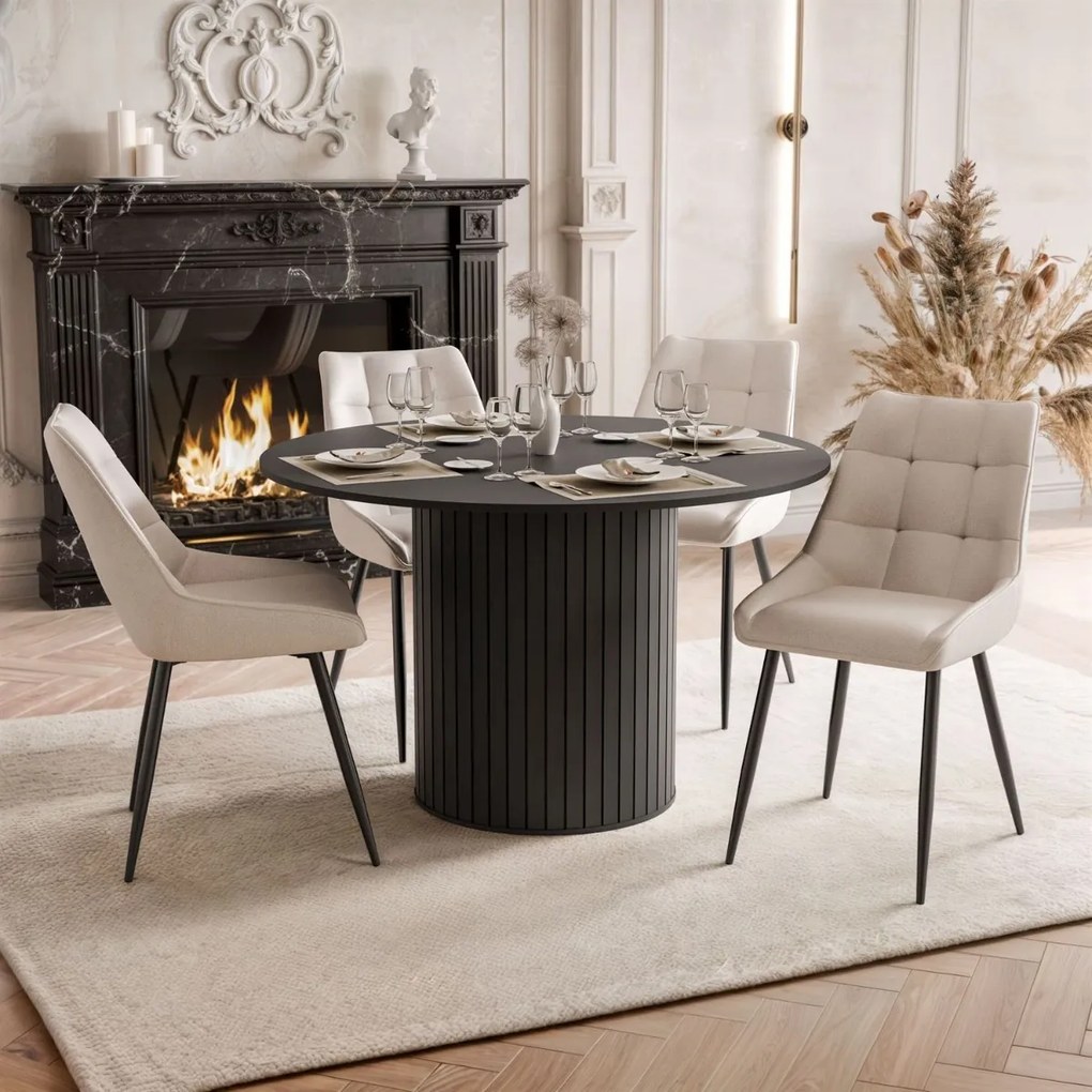 JEDÁLENSKÝ SET LANDRY ČIERNY STÔL + 4 STOLIČKY