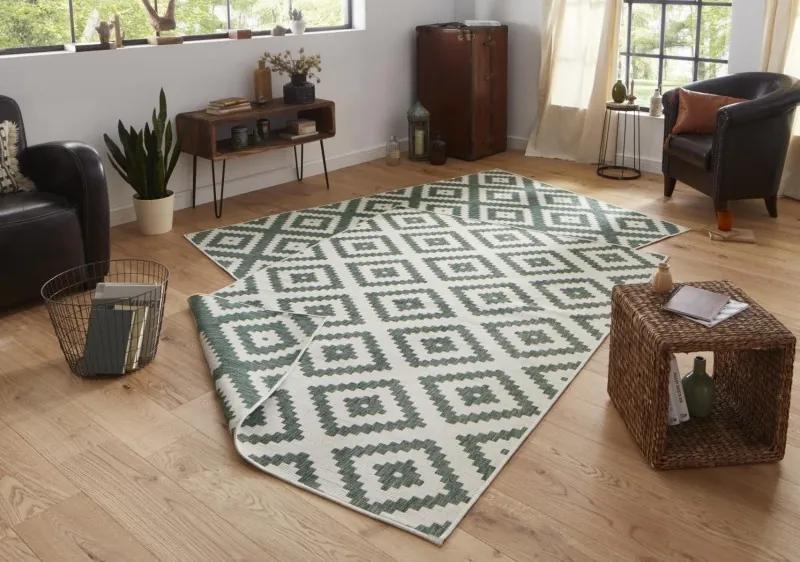 Bougari - Hanse Home koberce Kusový koberec Twin-Wendeteppiche 103131 grün creme - 80x250 cm