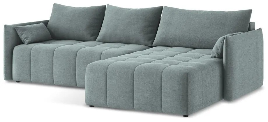 Modrá rozkladacia/s úložným priestorom rohová pohovka (pravý roh/s leňoškou) Moku – Makamii