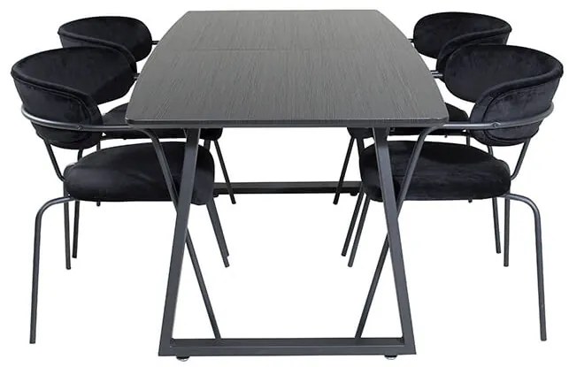 Inca Arrow stolová súprava čierna/čierna