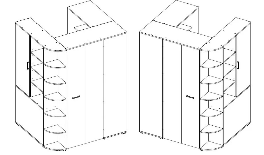 Rohová šatňa - Šatníková skriňa Joker, biela / sivý betón