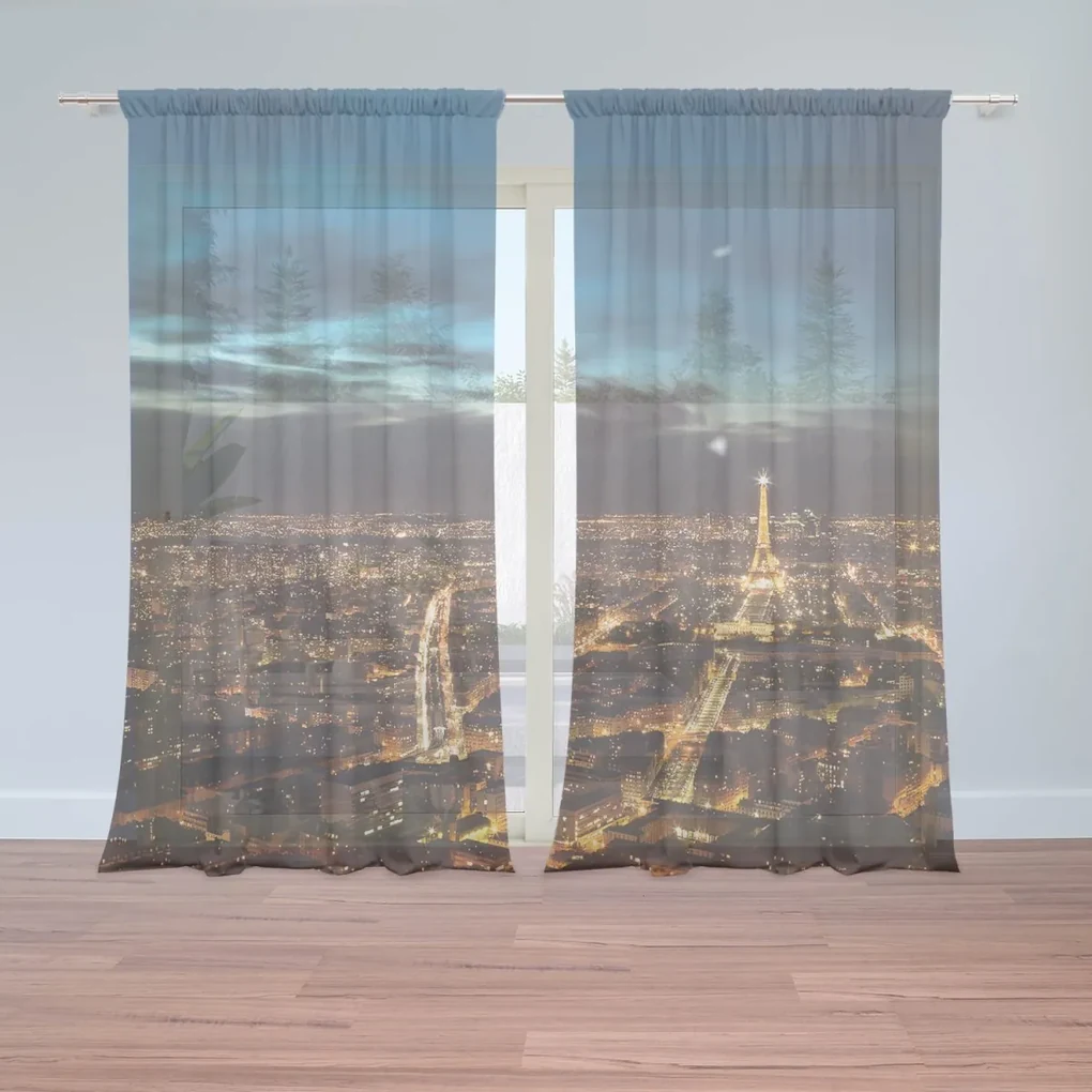 Sablio Záclony Nočný Paríž : 2ks 150x250cm