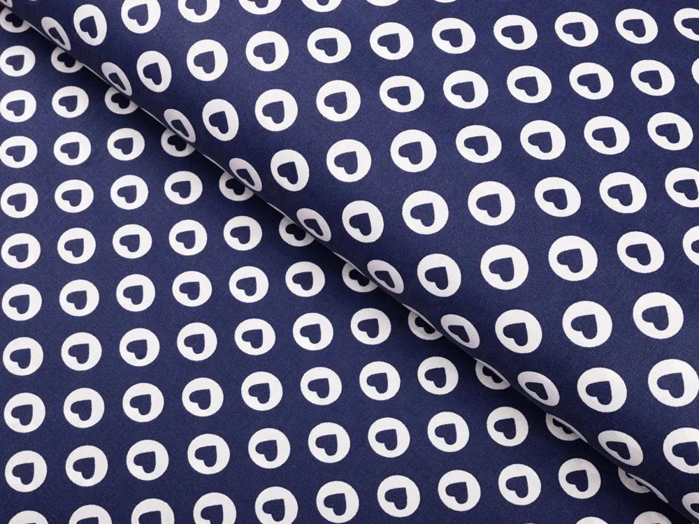Biante Detské bavlnené posteľné obliečky do postieľky Sandra SA-323 Modré srdiečka v bielych kolieskach Do postieľky 100x135 a 40x60 cm