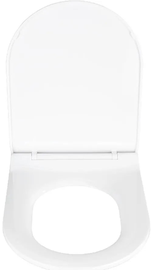 Biele WC sedadlo s jednoduchým zatváraním Wenko Habos, 46 × 36 cm