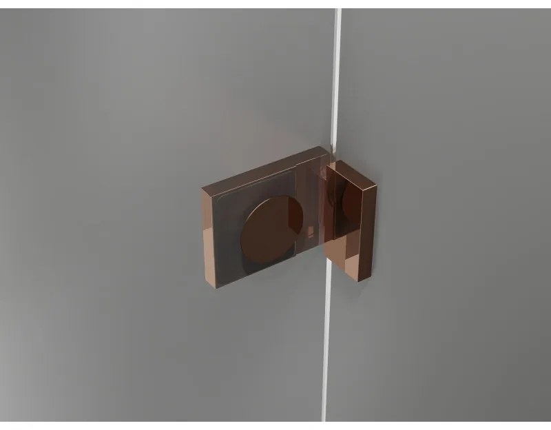 Mexen Lunar T, pravý výklopný sprchový kút 140 x 110 cm, 8mm číre sklo, profil ružové zlato, 834T-140-110-60-00-P