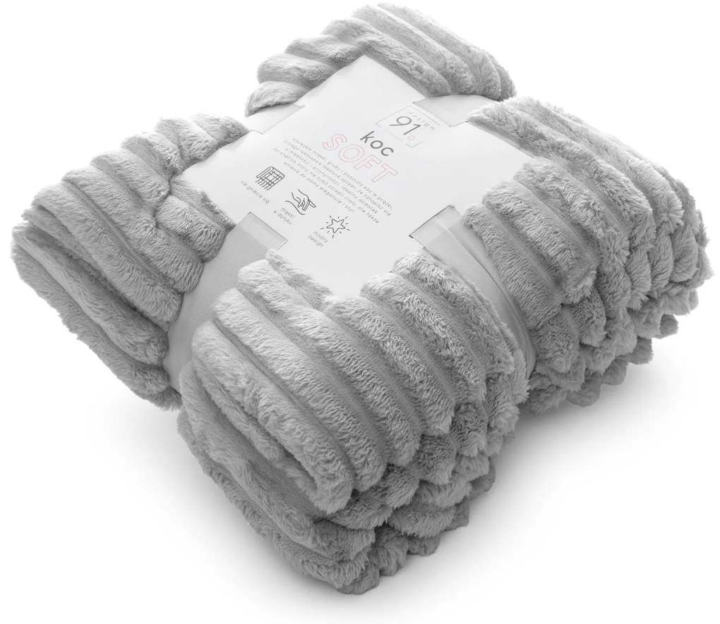 DEKA Z MIKROFLANELU SOFT 170X210 CM STRIEBORNÁ