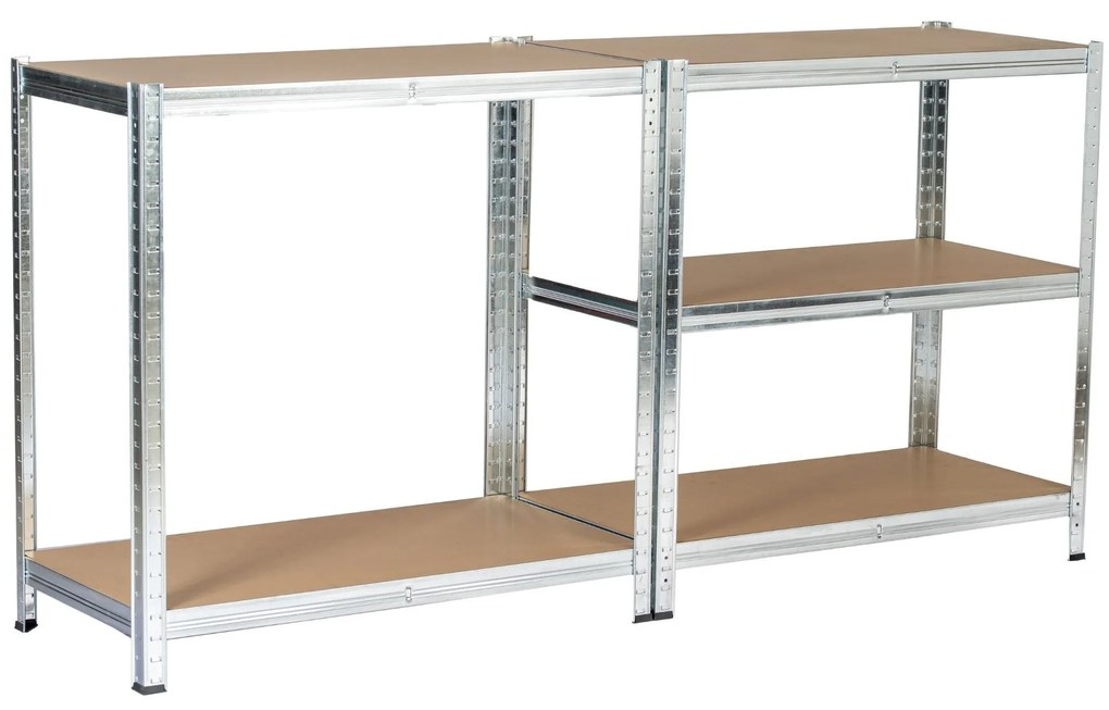 Sada 2 ks kovových regálů REGMET 90x30x180 cm stříbrná