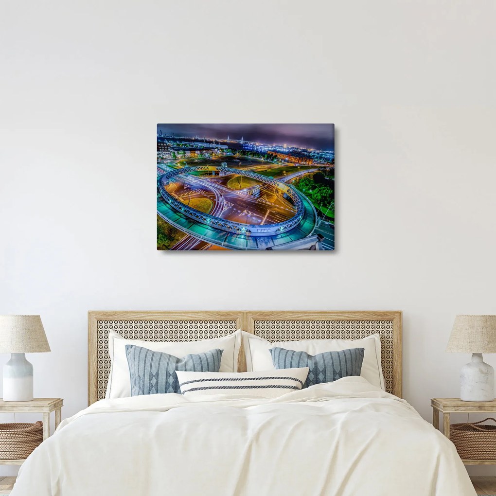 Obraz - panoráma nočného mesta (70x50 cm)