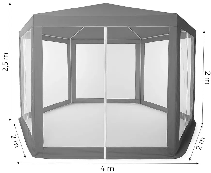 Záhradný altánok s moskytiérou 2 x 2 m sivá