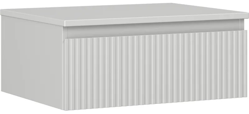 Mexen Rivel, kúpeľňová skrinka 60 cm s pracovnou doskou, 1 zásuvka, drážkovaná, matná sivá, 91A20-06023-1-BFC62
