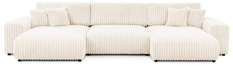 Krémová menčestrová rozkladacia/s úložným priestorom rohová pohovka (do tvaru "U") Sarina – Ropez