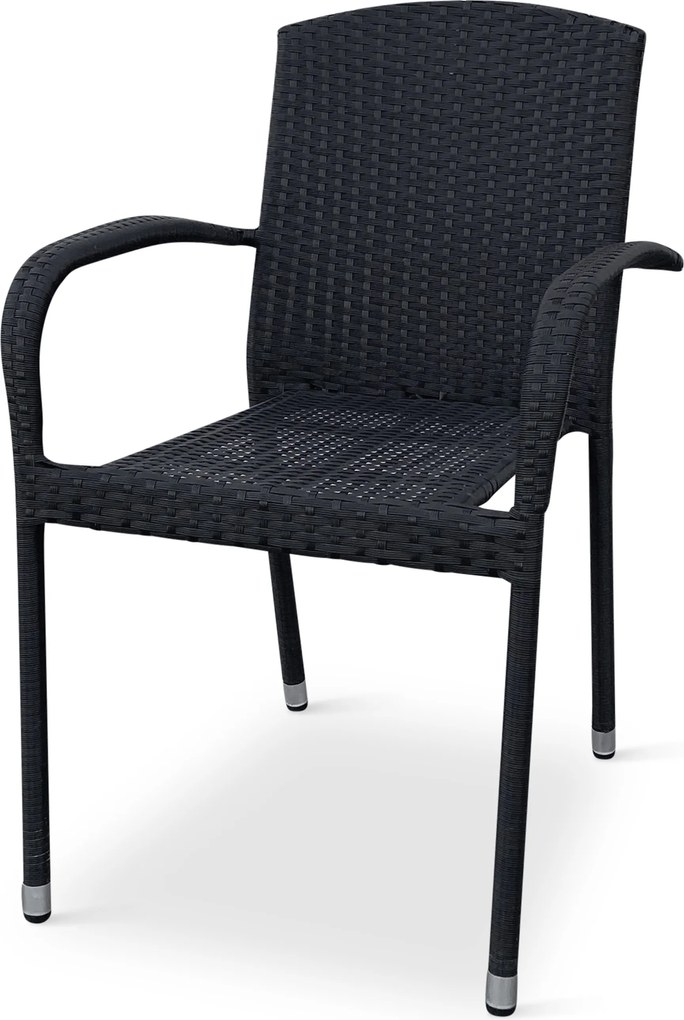 Noela Záhradný jedálenský set Klaudia čierny + 6x ratanová stolička Roma