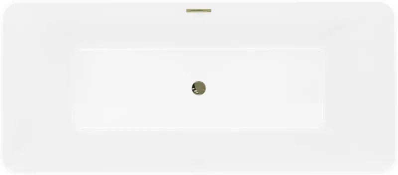 Mexen Velo Slim, voľne stojaca vaňa 170 × 75 cm, biela lesklá, zlatý lesklý prepad, 52811707500-50