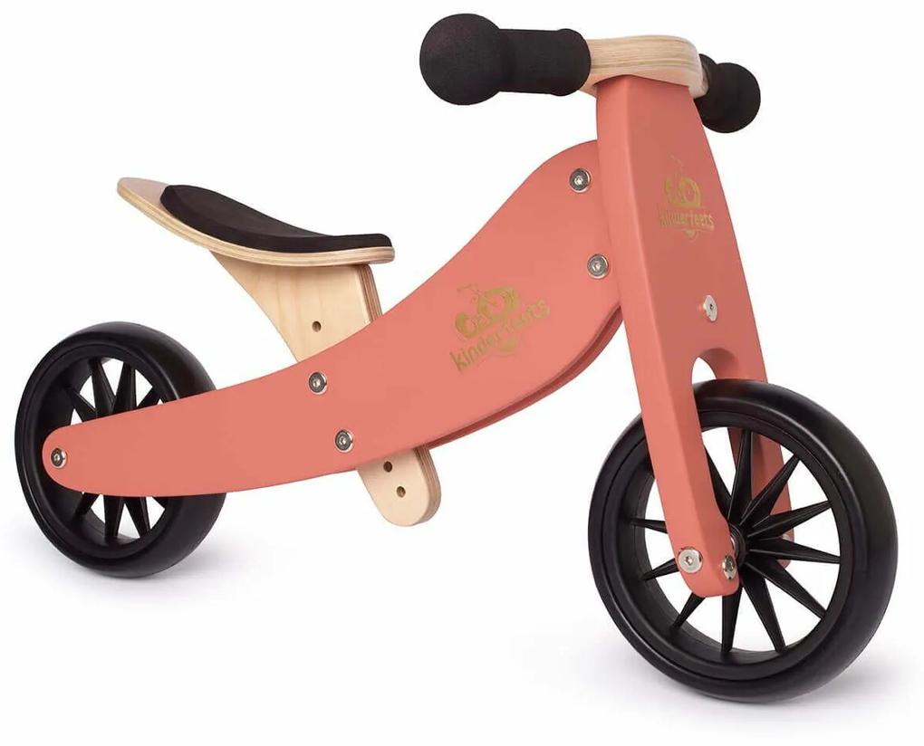 Kinderfeets® Drevený balančný bicykel Tiny Tot 2v1 koralová