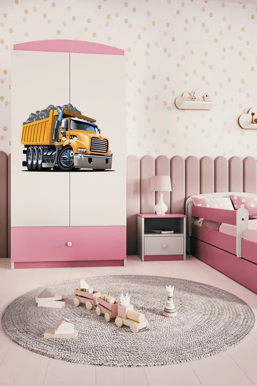 Detská skriňa Babydreams 90 cm nákladiak ružová