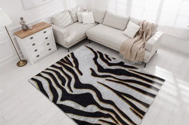 Koberec MIRO 52002.807 zebra, krémový / čierny