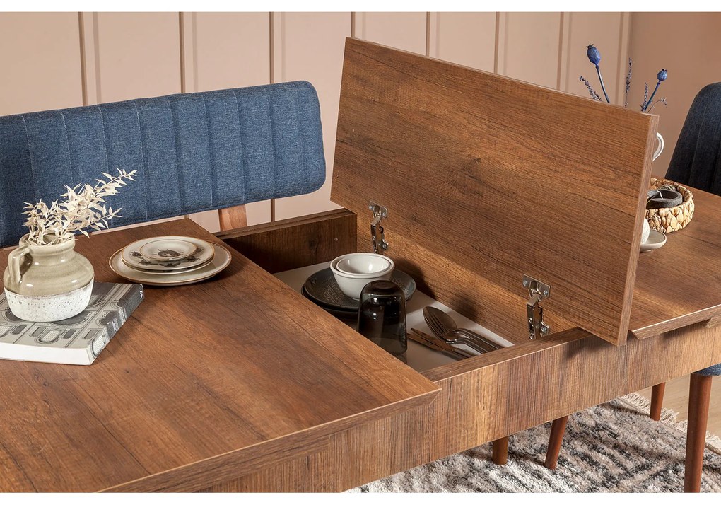 Jedálenská súprava Vina 5D orech/tmavomodrá