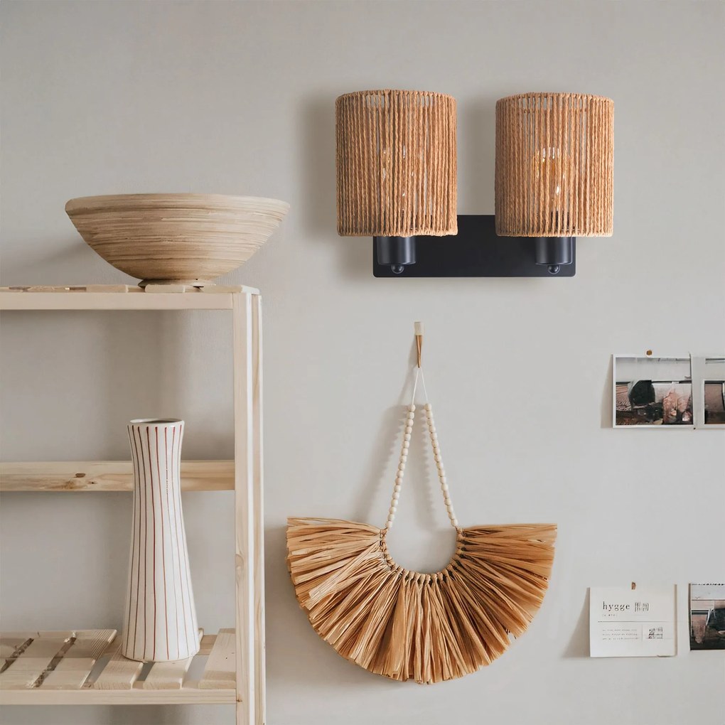 Toolight Toolight, nástenné svietidlo 2xE27, APP1824-2W, čierna matná-hnedá, OSW-09316