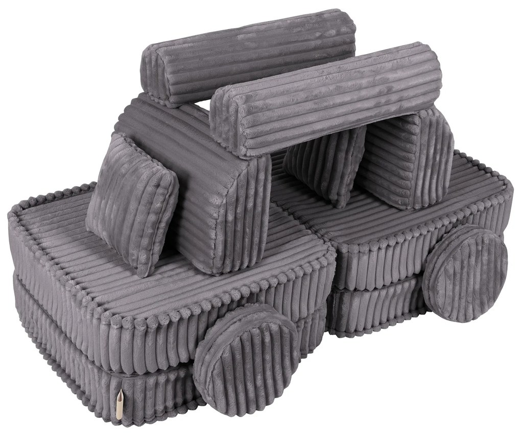 MeowBaby® Churros detská pohovka Plus, Jurassic Grey