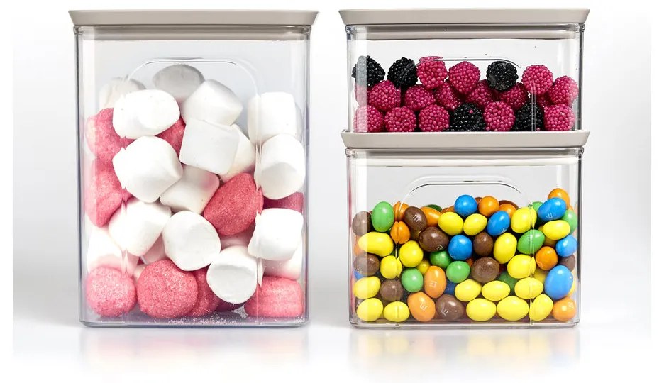 STEFANPLAST Súprava 3 obdĺžnikových dóz Tosca, transparetná/modrá