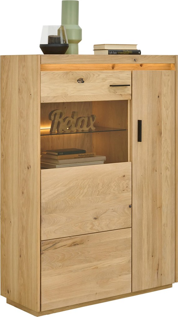 XXXLutz VYSOKÁ KOMODA, farba duba, 94,8/133,5/37 cm Linea Natura - Komody - 001770000611