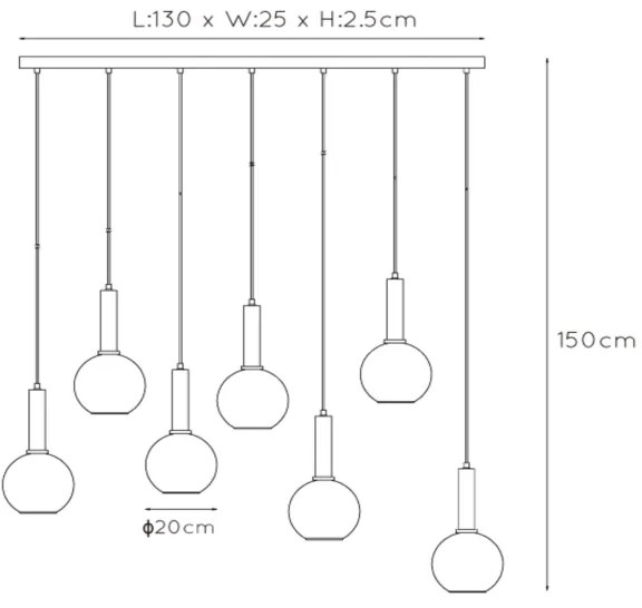 Lucide 45402/07/30 - Luster na lanku MARIUS 7xE27/40W/230V čierna