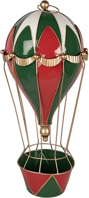 Christmas Decoration Figurine Hot Air Balloon ? 28x66 Cm Red Metal - ? 28*66 cm