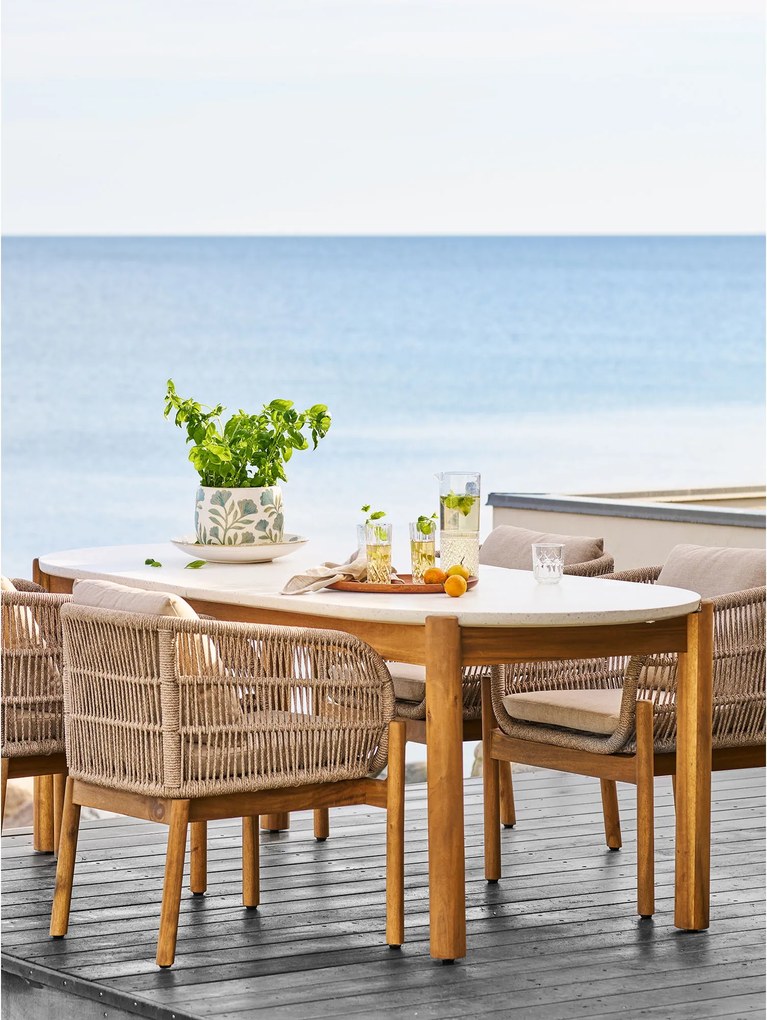 Záhradný stôl Taleria 9 (prírodná + biela). Akcia -15%. Vlastná spoľahlivá doprava až k Vám domov. 1146869