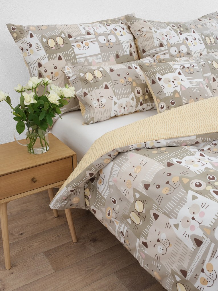 Bavlnené obliečky Renforcé - Mačacia invázia 140 × 200 cm, 70 x 90 cm