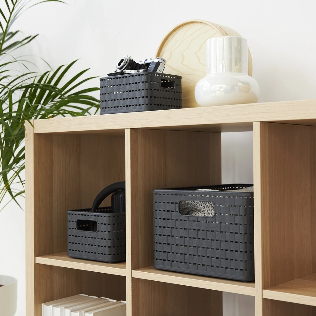 Rotho Plastový košík COUNTRY, rovný, antracit (2l - 18x14x10)