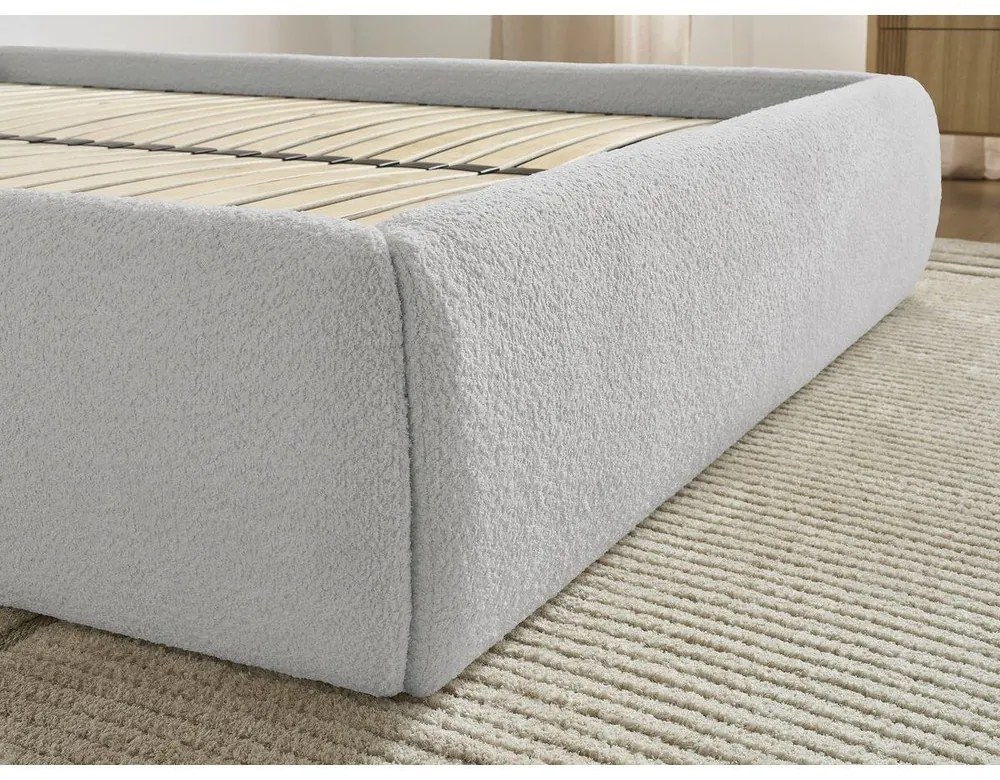 Svetlosivá čalúnená dvojlôžková posteľ s úložným priestorom/bez čela s roštom 180x200 cm Inera – Bobochic Paris