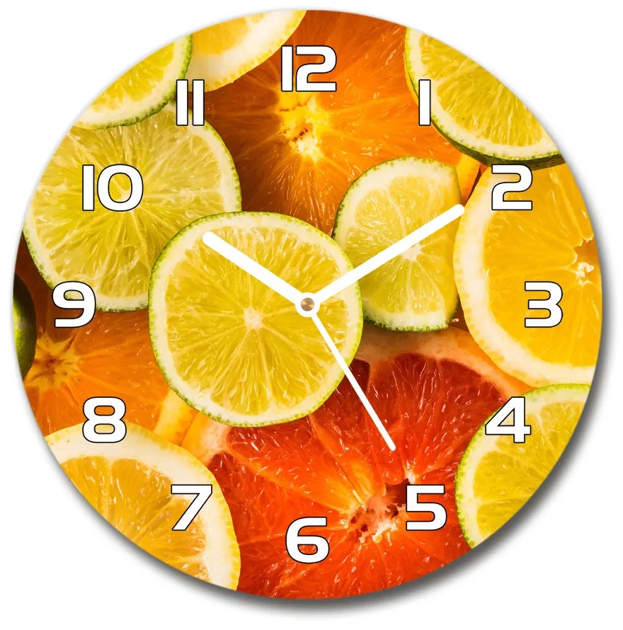 Sklenené hodiny okrúhle Citrusové ovocie pl_zso_30_f_41404635